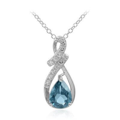 Collier en argent et Topaze bleu de Londres