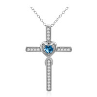 Collier en argent et Topaze bleu de Londres