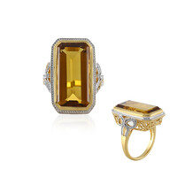 Bague en argent et Quartz champagne