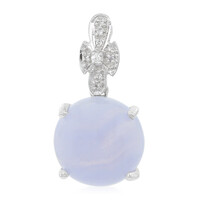 Pendentif en argent et Agate zonée bleue
