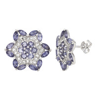 Boucles d'oreilles en argent et Iolite