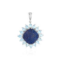 Pendentif en argent et Agate scintillante bleue