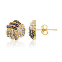 Boucles d'oreilles en argent et Diamant chocolat