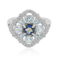 Bague en argent et Quartz mystique bleu