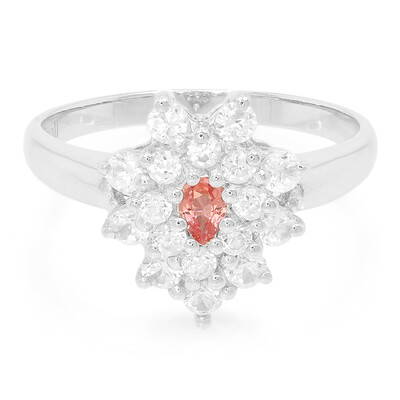 Bague en argent et Saphir Padparadscha