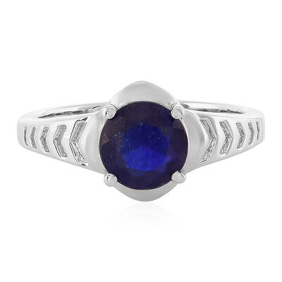 Bague en argent et Saphir bleu de Madagascar