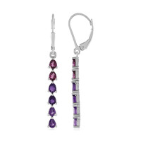 Boucles d'oreilles en argent et Améthyste de Zambie