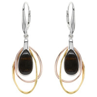 Boucles d'oreilles en argent et Bois fossilisé