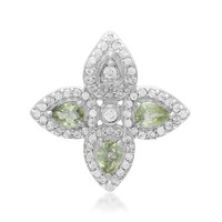 Pendentif en argent et Saphir vert non chauffé
