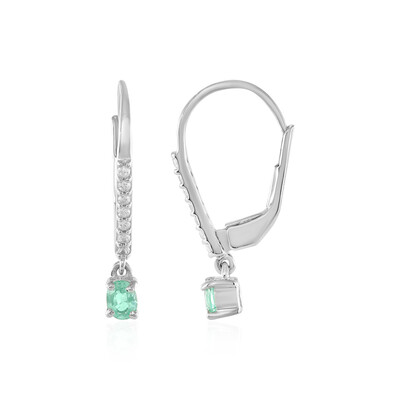 Boucles d'oreilles en argent et Emeraude de Colombie