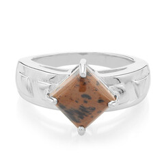 Bague en argent et Obsidienne acajou
