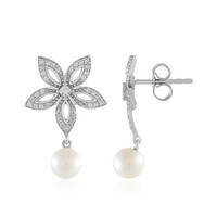 Boucles d'oreilles en argent et Perle blanche de culture d'eau douce