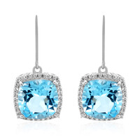 Boucles d'oreilles en argent et Topaze bleu ciel