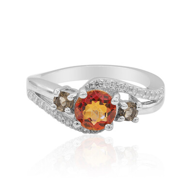 Bague en argent et Quartz mystique rouge du soir