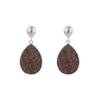Boucles d'oreilles en argent et Bois fossilisé de Zwenkau