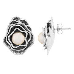 Boucles d'oreilles en argent et Perle Ming