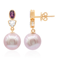 Boucles d'oreilles en or et Perle Ming rose royal (TPC)