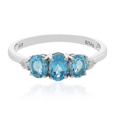 Bague en argent et Topaze bleu Suisse