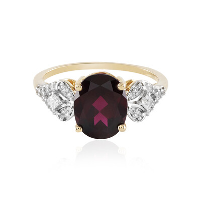 Bague en or et Grenat magenta