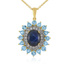 Collier en argent et Saphir étoilé bleu