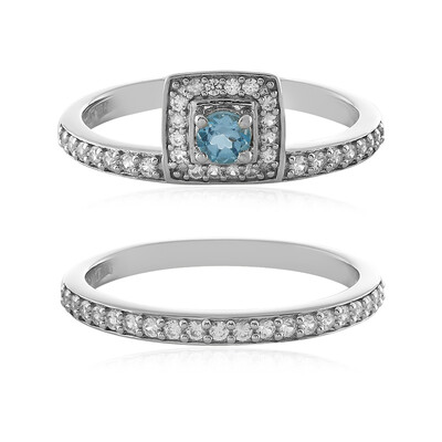 Bague en argent et Topaze bleu Suisse