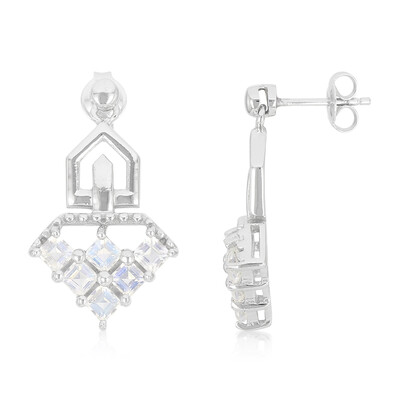 Boucles d'oreilles en argent et Pierre de Lune arc-en-ciel