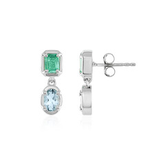 Boucles d'oreilles en argent et Emeraude de Russie
