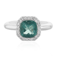 Bague en argent et Fluorite bleu pétrole de Belgique
