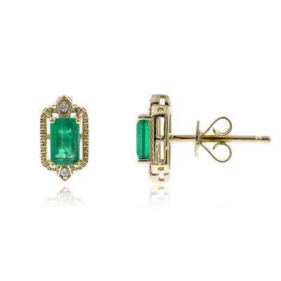 Boucles d'oreilles en or et Emeraude de Zambie AAA (CIRARI)