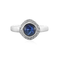 Bague en argent et Saphir étoilé bleu