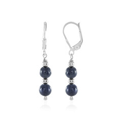 Boucles d'oreilles en argent et Saphir bleu