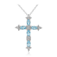 Collier en argent et Topaze bleu Suisse