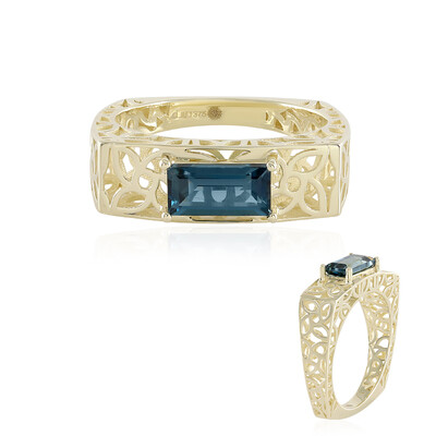 Bague en or et Topaze bleu de Londres (Ornaments by de Melo)