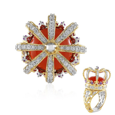 Bague en argent et Calcédoine rouge (Gems en Vogue)