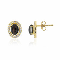 Boucles d'oreilles en argent et Sillimanite œil-de-chat
