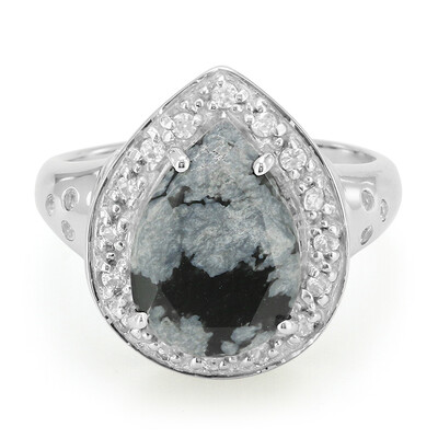 Bague en argent et Obsidienne Flocon-de-Neige