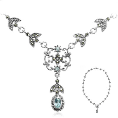 Collier en argent et Topaze bleu ciel