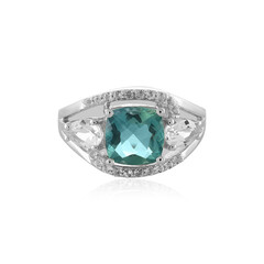 Bague en argent et Fluorite bleu pétrole de Belgique