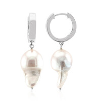 Boucles d'oreilles en argent et Perle blanche de culture d'eau douce (TPC)