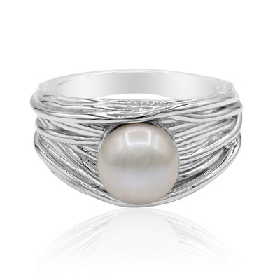 Bague en argent et Perle de culture d'eau douce (TPC)