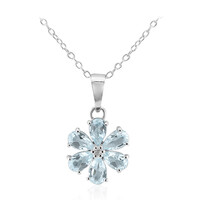 Collier en argent et Topaze bleu ciel