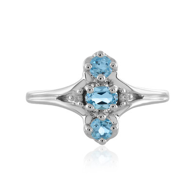 Bague en argent et Topaze bleu Suisse
