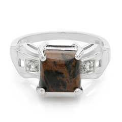 Bague en argent et Obsidienne acajou