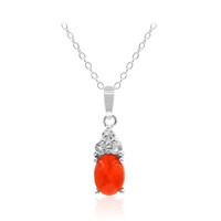 Collier en argent et Opale rouge d'Éthiopie