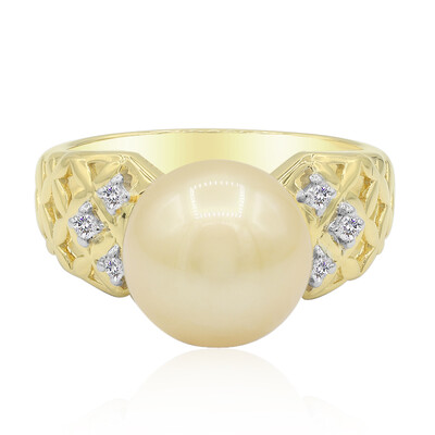 Bague en or et Perle dorée des mers du sud (TPC)