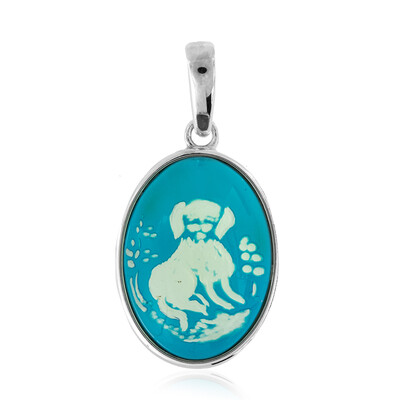 Pendentif en argent et Ambre bleue (dagen)