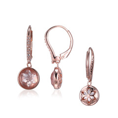 Boucles d'oreilles en argent et Quartz rose