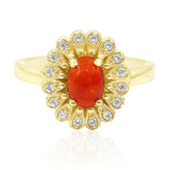 Bague en argent et Opale rouge d'Éthiopie