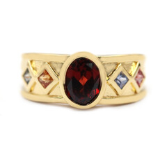 Bague en argent et Grenat du Mozambique