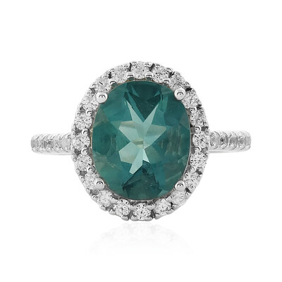 Bague en argent et Fluorite bleu pétrole de Belgique
